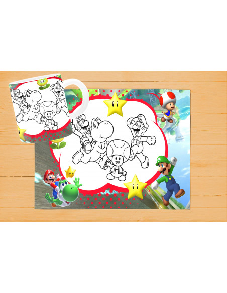 DISEÑOS DE INDIVIDUALES+ TAZA PARA PINTAR/COLOREAR